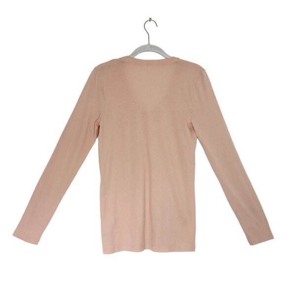 J.Crew Women's Tissue T Long Sleeve V-Neck Top in Peach - Sz M - Picture 2 of 4